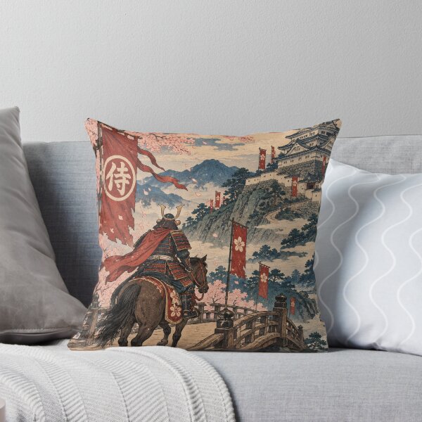 Item preview, Feudal Japan - Mounted Samurai Crossing Bridge to Castle designed and sold by bapupa.