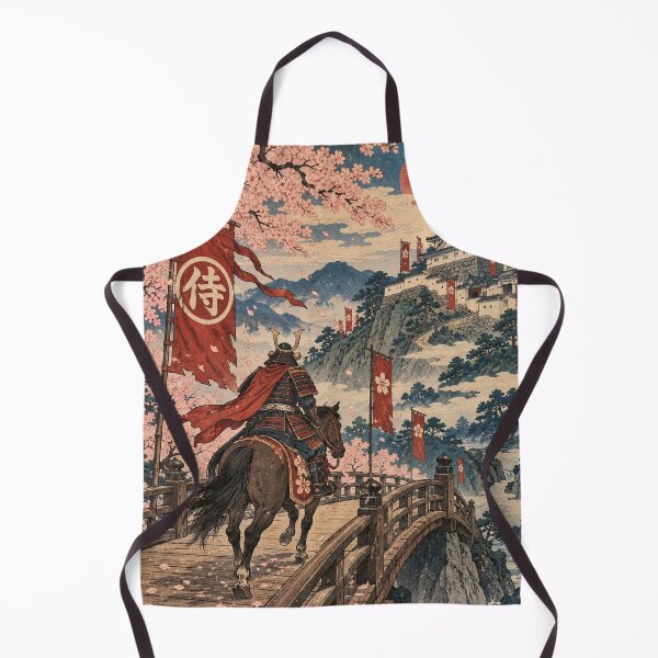 Item preview, Feudal Japan - Mounted Samurai Crossing Bridge to Castle designed and sold by bapupa.