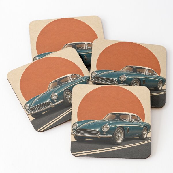 Item preview, Vintage Teal Sports Car – Retro Sunset Classic Automobile Art designed and sold by Kaleidoscope Print.