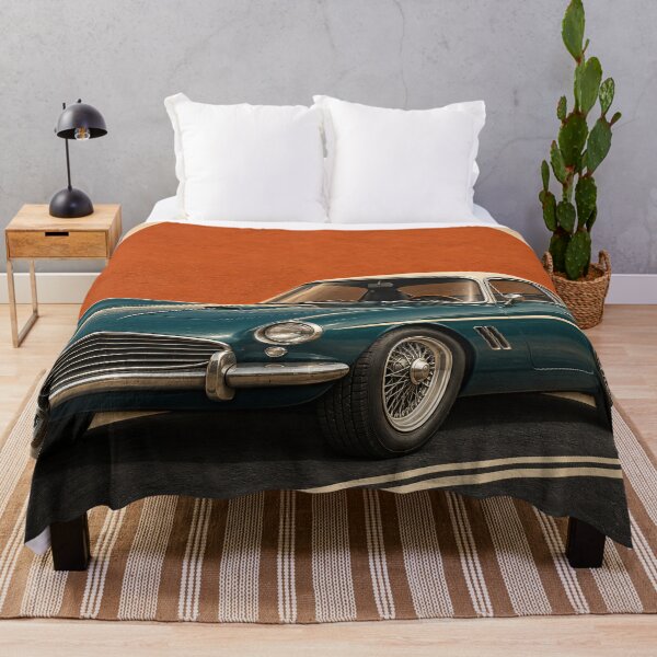 Item preview, Vintage Teal Sports Car – Retro Sunset Classic Automobile Art designed and sold by Kaleidoscope Print.