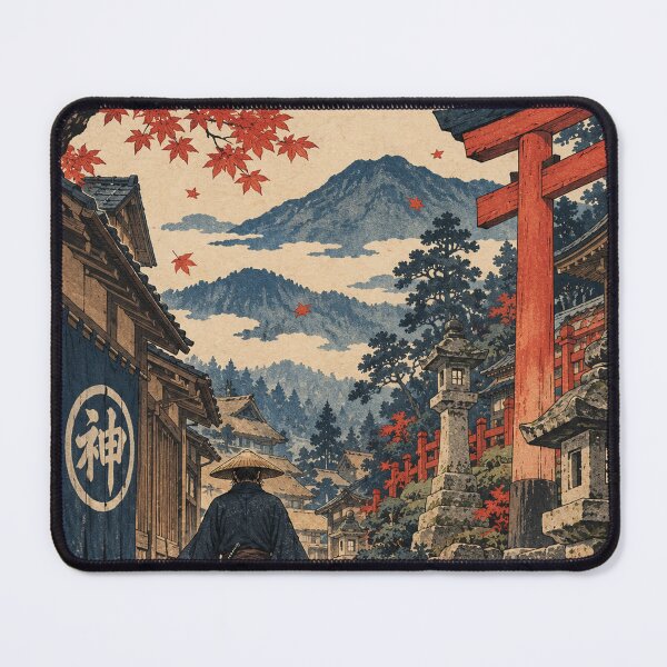 Item preview, Feudal Japan - Wandering Ronin Through Shrine Village Path designed and sold by bapupa.