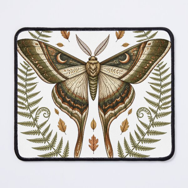 Item preview, Autumn Botanical Moth With Ferns Cottagecore Art designed and sold by EnukArt.