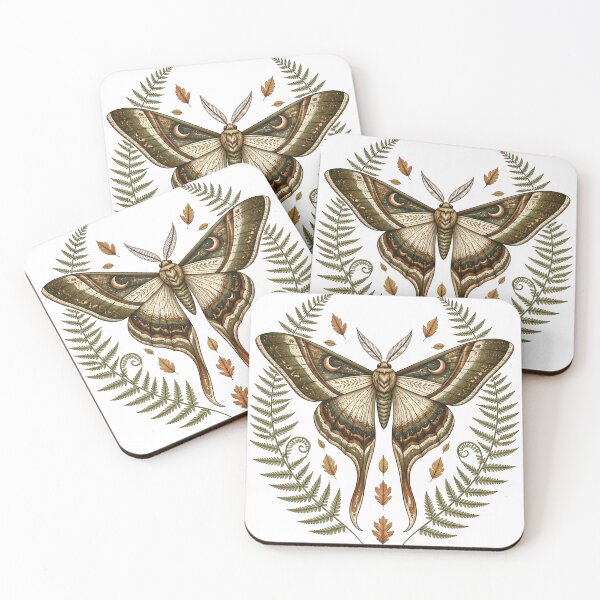 Item preview, Autumn Botanical Moth With Ferns Cottagecore Art designed and sold by EnukArt.
