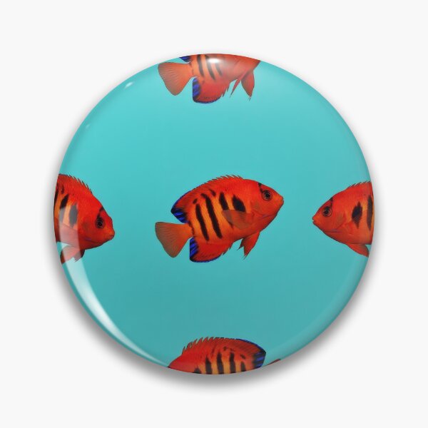 Item preview, Flame Angelfish – Reef Fish Pattern on Turquoise designed and sold by Helt-enkelt.
