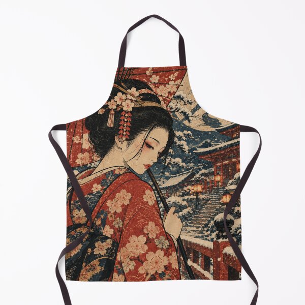 Item preview, Japanese Geisha Woman - Red Umbrella at Snowy Shrine designed and sold by bapupa.
