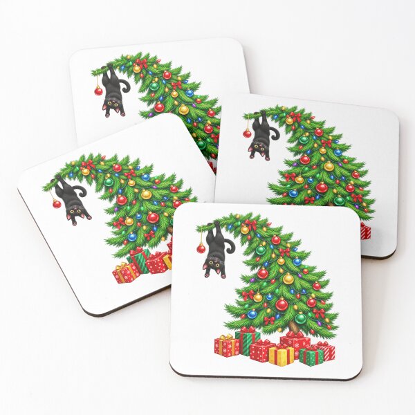Item preview, Black Cat Hanging from Christmas Tree Festive Pet Funny designed and sold by KippyMcCall.