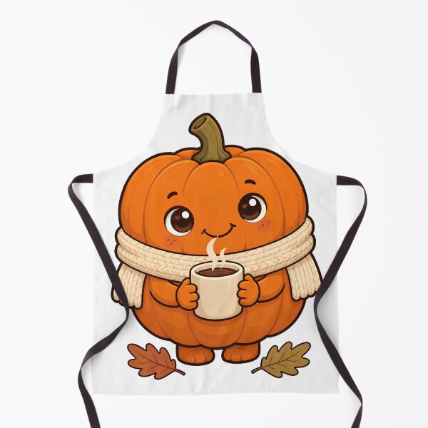 Item preview, Cute Pumpkin Holding Coffee Cozy Autumn Illustration designed and sold by EnukArt.