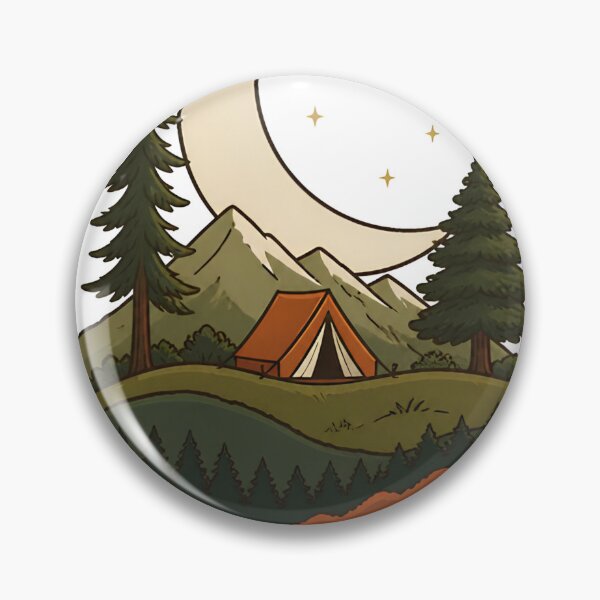 Item preview, Retro Moonlit Camping Tent And Pine Forest Art designed and sold by EnukArt.