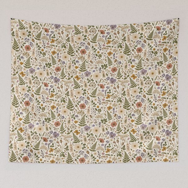 Item preview, Vintage Pressed Wildflowers Botanical Cottagecore Pattern designed and sold by madtoyman.