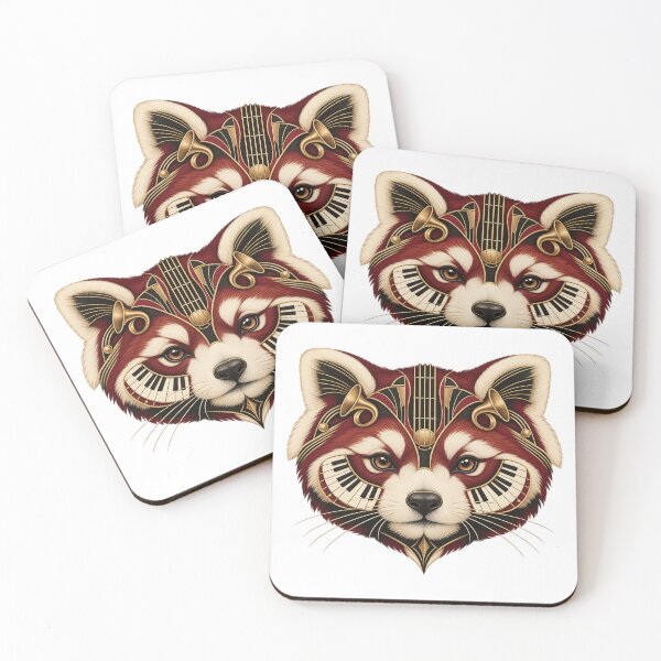 Item preview, Red Panda Musical Portrait in 1930s Art Deco designed and sold by Mono.fi Studios.