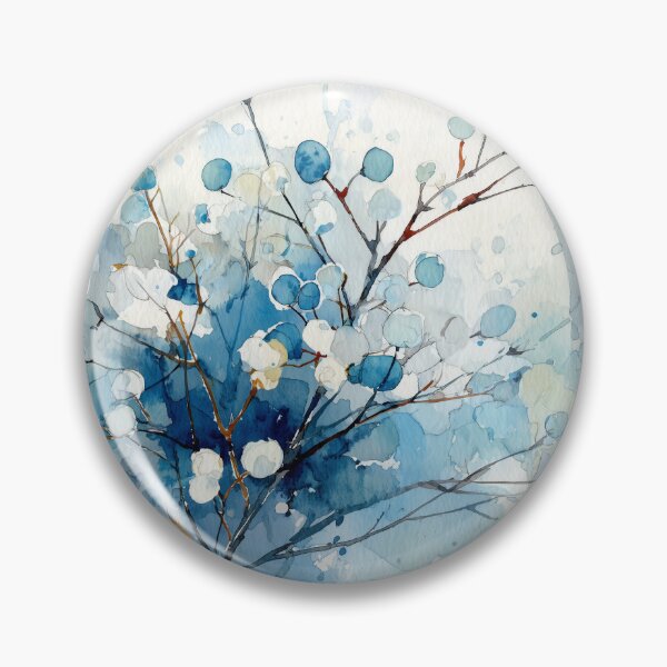 Item preview, Snowberry Branch and Pale Moon in Watercolor designed and sold by solynneart.