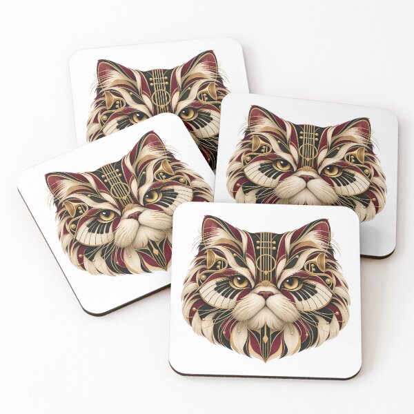 Item preview, Persian Cat Musical Portrait in 1930s Art Deco designed and sold by Mono.fi Studios.
