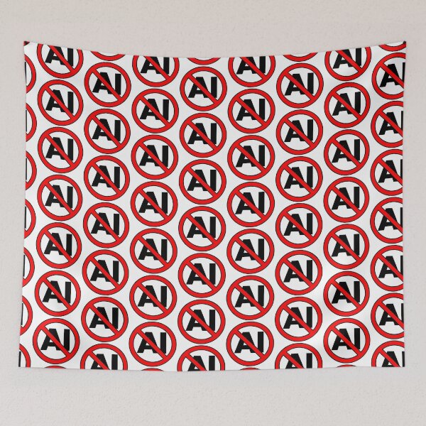 Item preview, No AI Funny Anti AI Prohibition Sign designed and sold by MonkiFlipp.
