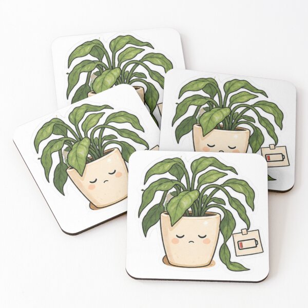 Item preview, Sleepy Green Houseplant with Low Battery Symbol designed and sold by manexus.