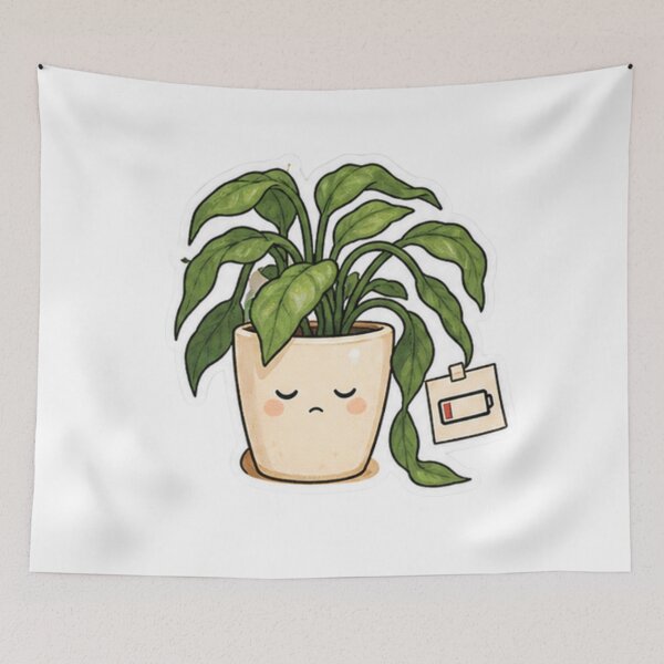 Item preview, Sleepy Green Houseplant with Low Battery Symbol designed and sold by manexus.