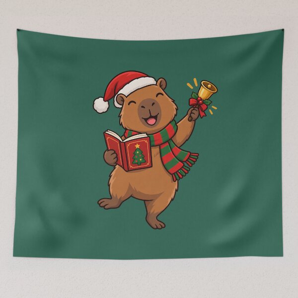 Item preview, Christmas Caroling Capybara – Festive Holiday Cheer designed and sold by Ivy-Triggs.