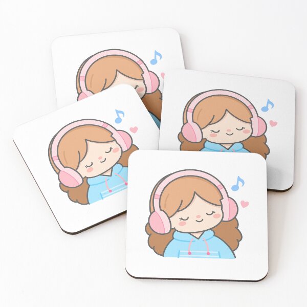 Item preview, Cute girl listening to music with headphones designed and sold by nuchz.
