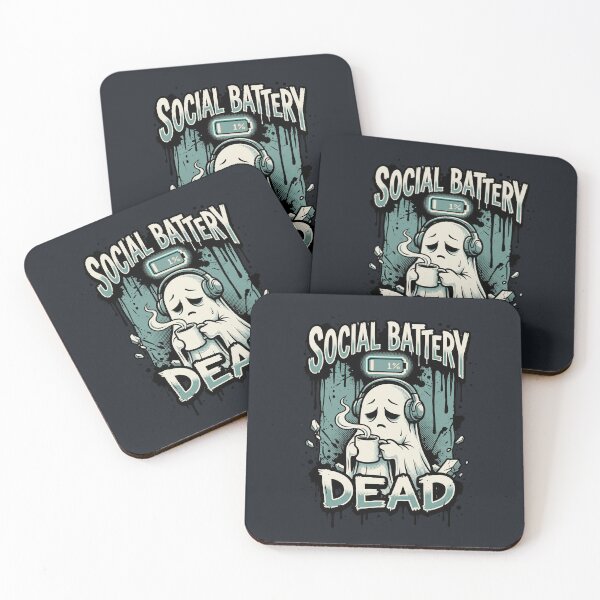 Item preview, Social Battery Dead Cute Ghost Coffee Introvert designed and sold by MarCinu Art.