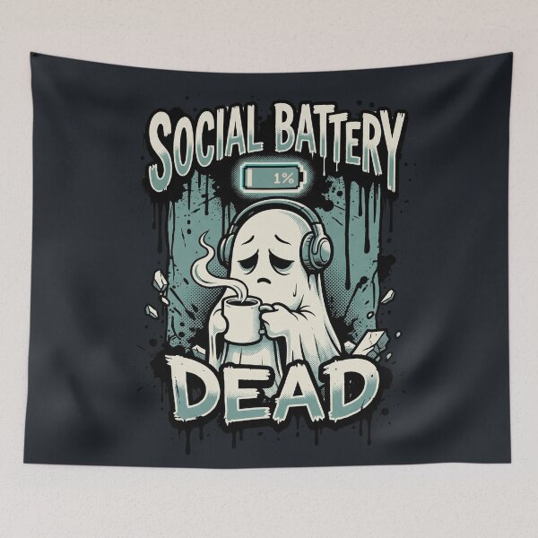 Item preview, Social Battery Dead Cute Ghost Coffee Introvert designed and sold by MarCinu Art.