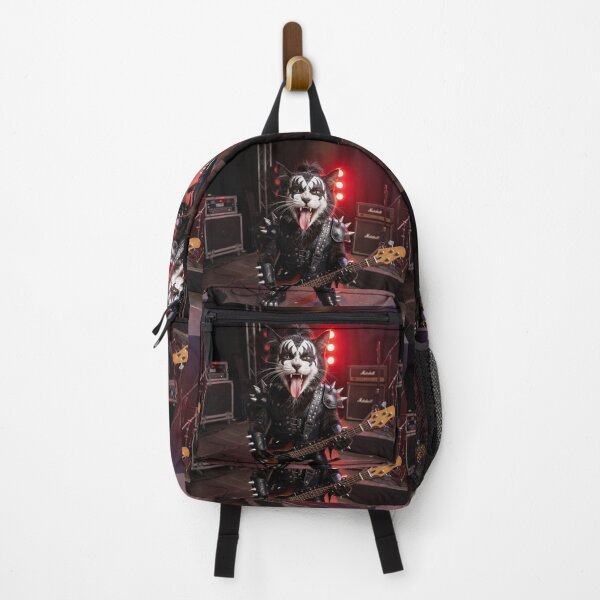 Item preview, Rock Cat, Heavy Metal, Punk Style, Electric Bass, Dark Music, Spiked Leather, Concert Stage, Feline Musician, Gothic Fashion, Rebel Spirit, Live Performance, Metalhead, Black Costume, Rock Band designed and sold by Wowbuystore.