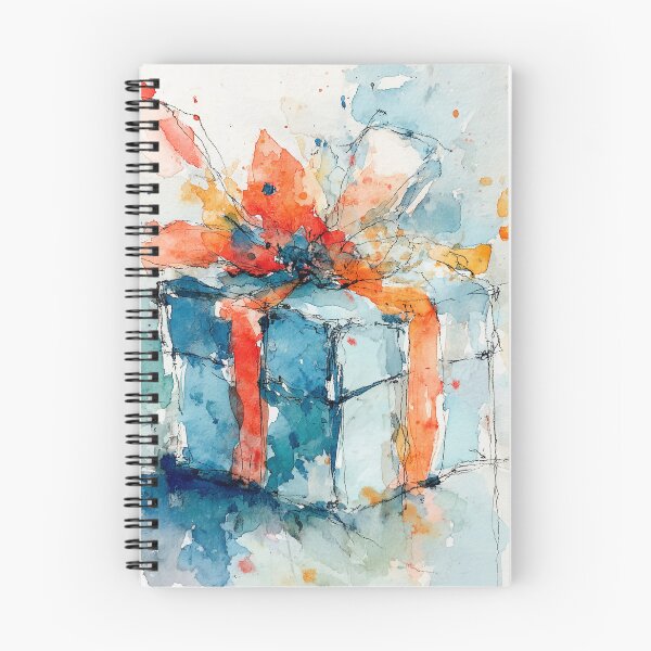 Item preview, Watercolor Christmas Gift with Orange Bow designed and sold by solynneart.