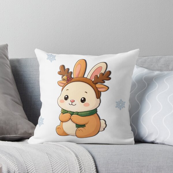 Item preview, Cute Christmas Bunny Reindeer with Snowflakes designed and sold by lunadesignsmoon.