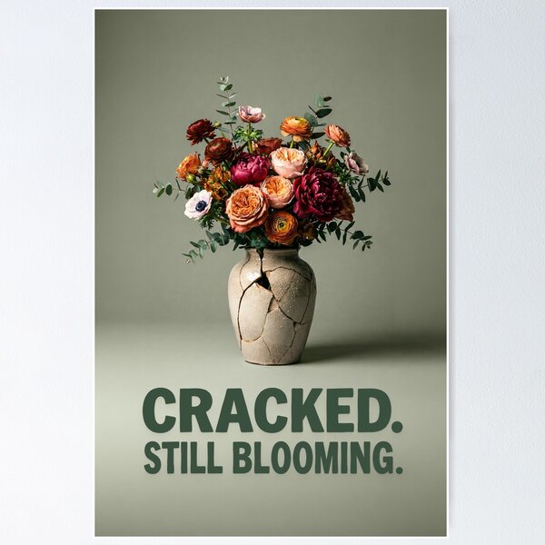 Item preview, Flower Bouquet in Vase "Cracked. Still Blooming." Boho designed and sold by Kunstkutter.