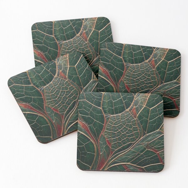 Item preview, Emerald Green Gold Veined Leaf Texture Botanical Stained Glass Cloisonne Art designed and sold by Dogandesighn.