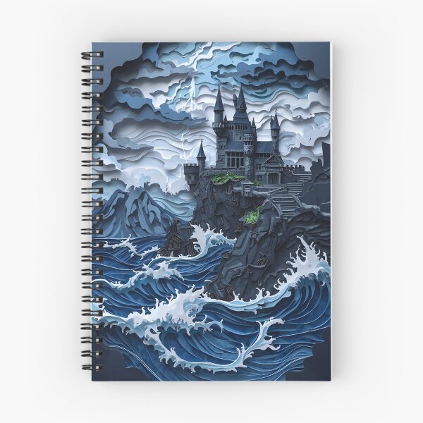Item preview, Layered Paper Cut Gothic Castle in Stormy Sea designed and sold by GrinGalore.