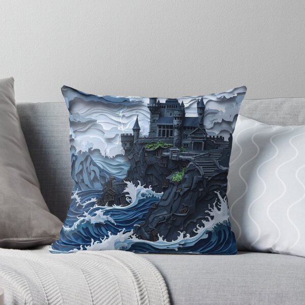 Item preview, Layered Paper Cut Gothic Castle in Stormy Sea designed and sold by GrinGalore.