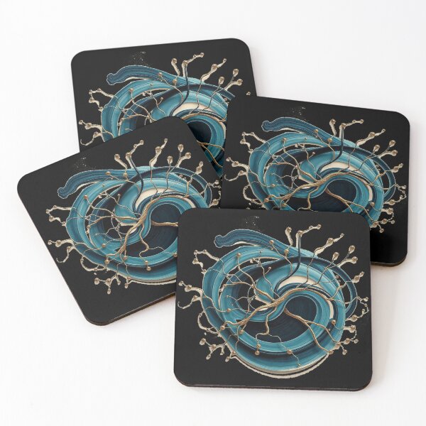 Item preview, Neurographic Flow: Teal & Gold Abstract Art designed and sold by Stefrait-7.
