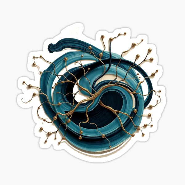 Item preview, Neurographic Flow: Teal & Gold Abstract Art designed and sold by Stefrait-7.