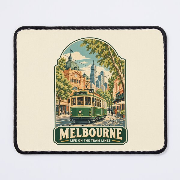 Item preview, Melbourne Vintage Tram City Street Australia Travel Poster designed and sold by Globalcitytees.