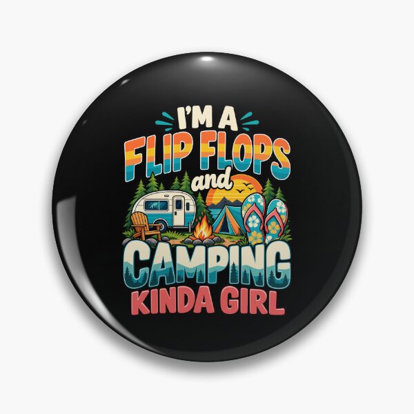 Item preview, Camping Kinda Girl Flip Flops Camper Outdoor Design designed and sold by stmpdwrld.