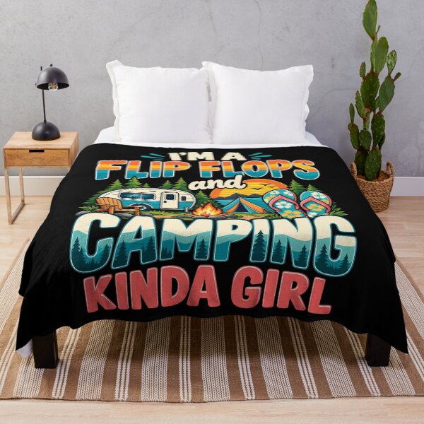 Item preview, Camping Kinda Girl Flip Flops Camper Outdoor Design designed and sold by stmpdwrld.