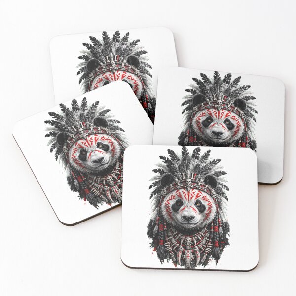 Item preview, Tribal Warrior Panda Chief Red Warpaint Illustration designed and sold by  One City Two Children Studio.