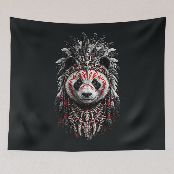 Item preview, Tribal Warrior Panda Chief Red Warpaint Illustration designed and sold by  One City Two Children Studio.