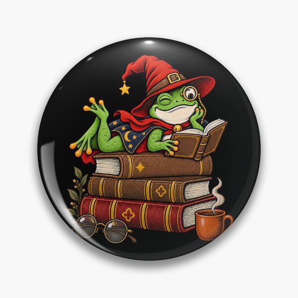 Item preview,  Wizard Frog Reading Books with Coffee - Cozy Bookworm Halloween Thanksgiving Christmas designed and sold by SIMPLY ART.