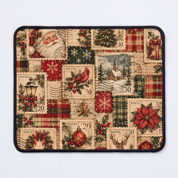 Item preview, Vintage Christmas Postage Stamps Patchwork Collage designed and sold by Gapanaart.