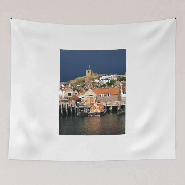 Item preview, Whitby Lifeboat Station and St Mary's Church under Stormy Skiy designed and sold by Astute-Artio-Photography.
