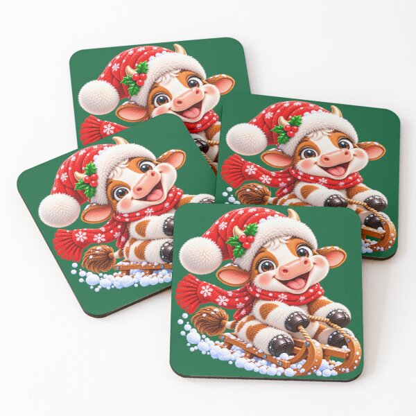 Item preview, Sleigh Bells & Moo – Adorable Christmas Cow Sledding designed and sold by JanRizz.