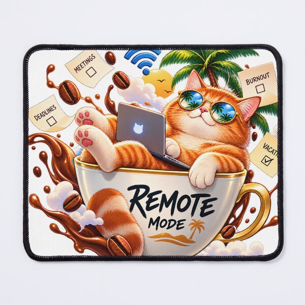 Item preview, Remote Mode - Funny Cat in a Coffee Cup designed and sold by Ink and Wink.