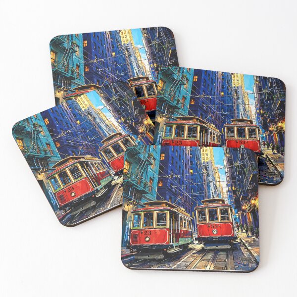 Item preview, Vintage Red Streetcars Urban Art designed and sold by Vintage Poster Gallery.
