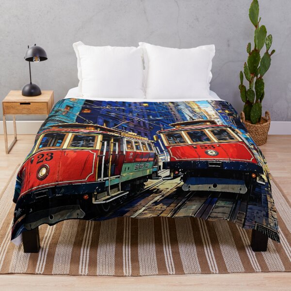Item preview, Vintage Red Streetcars Urban Art designed and sold by Vintage Poster Gallery.