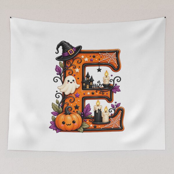 Item preview, Cute Halloween Letter E Ghost Pumpkin Witch Hat designed and sold by Phil Ben.