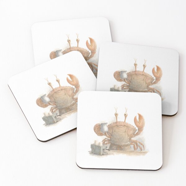Item preview, Crab Barista Waving With a Claw Watercolor designed and sold by DoodleMenagerie.