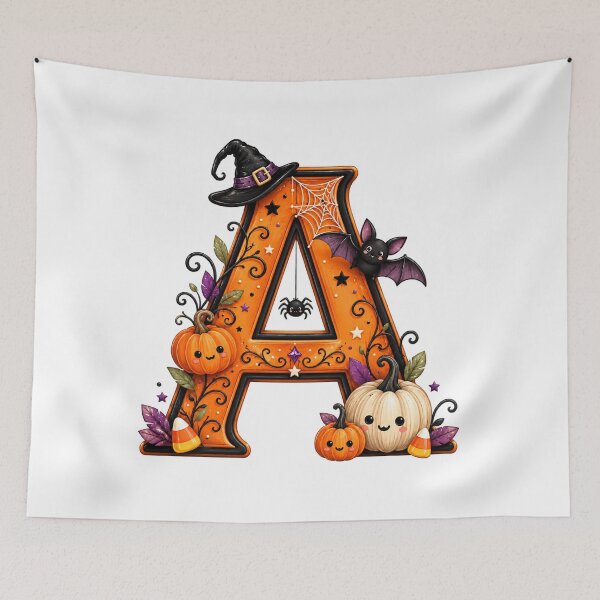 Item preview, Cute Halloween Letter A Witch Hat Pumpkin Bats designed and sold by Phil Ben.