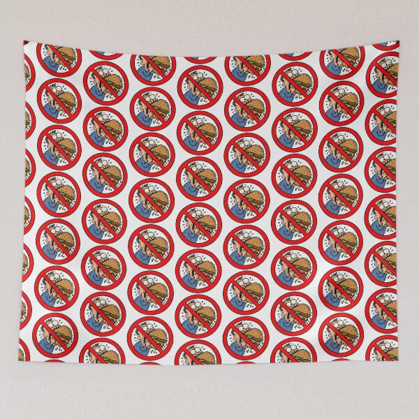 Item preview, No Overeating Funny Burger Prohibition Sign designed and sold by MonkiFlipp.