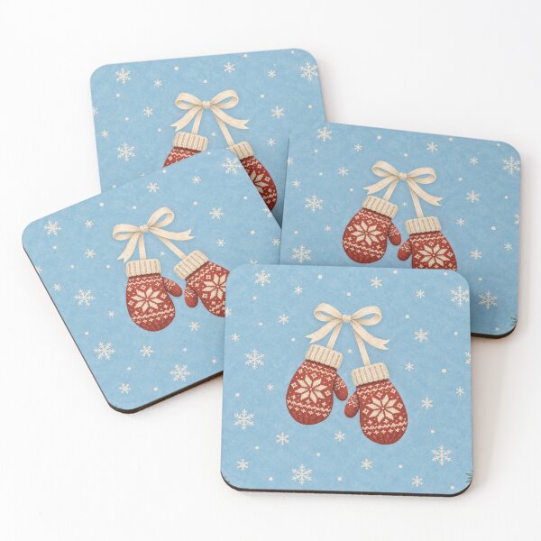 Item preview, Red Winter Mittens with Snowflakes designed and sold by Glottopia.