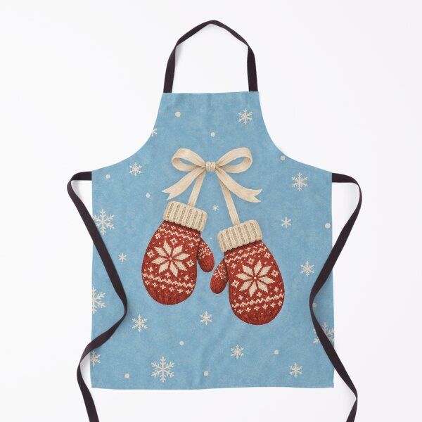 Item preview, Red Winter Mittens with Snowflakes designed and sold by Glottopia.